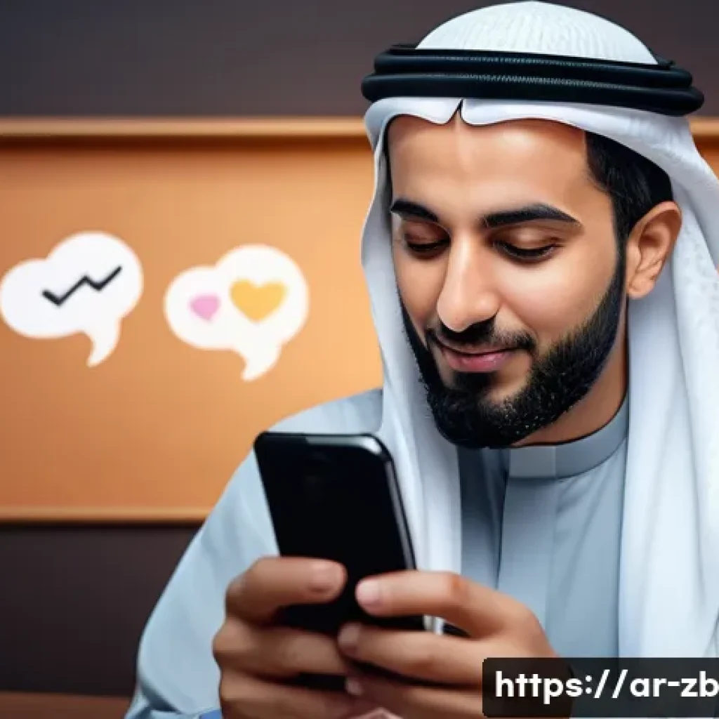 소셜미디어에서의 소통의 질 향상하기 - A warm, inviting digital workspace featuring an Arab man in modest casual attire attentively listeni...