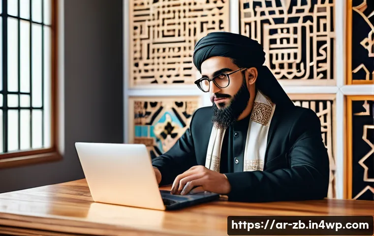 소셜미디어 플랫폼 비교 및 장단점 - A modern Arab social media marketer sitting at a stylish wooden desk in a bright room decorated with...