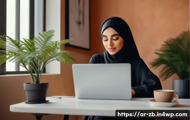 소셜미디어에서의 부정적 댓글 대처법 - A professional Middle Eastern social media influencer sitting calmly at a modern desk, illuminated b...